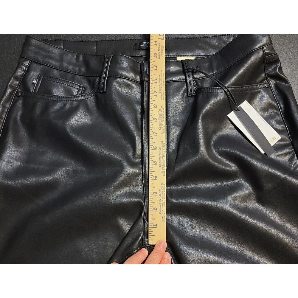 Judy Blue Womens 16 Black Faux Leather Bootcut Tummy Control High Rise Pants - Picture 11 of 16